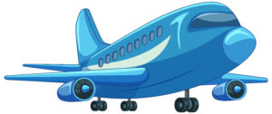 cartoon jet plane in flight